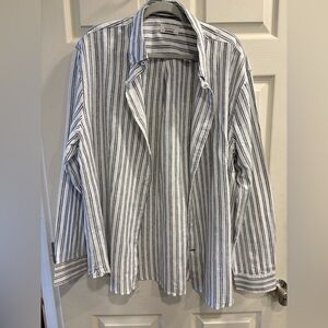 Striped Men's Shirt - Blue and White